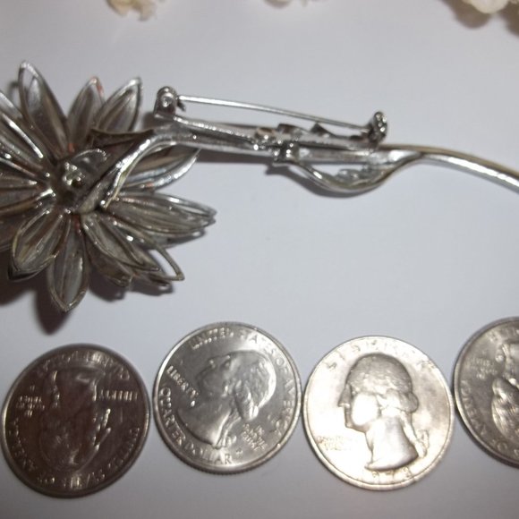 VINTAGE Brooch, Vintage Flower Brooch, Silver Flower Brooch, Brooch, Brooch 7744 - Picture 6 of 10